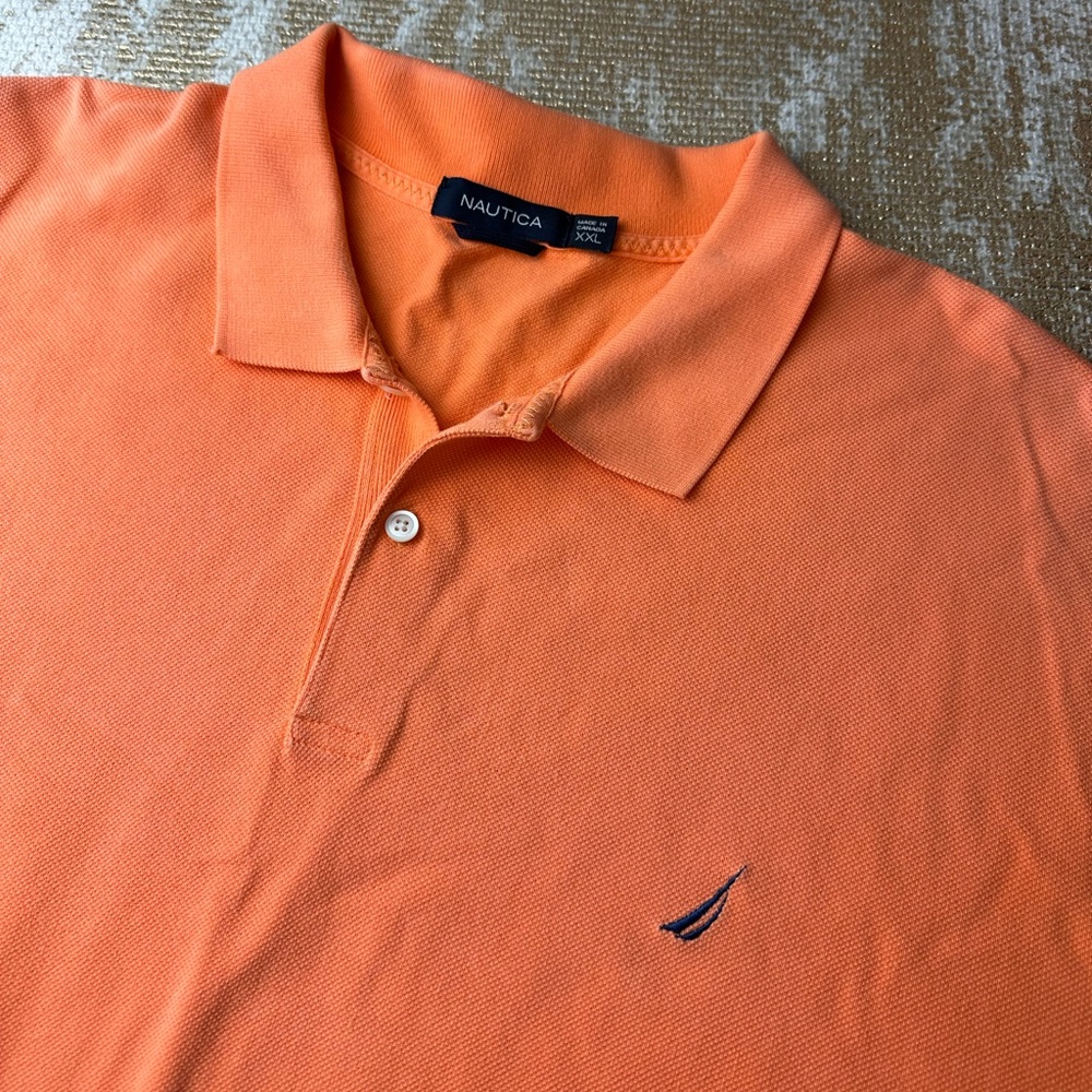 NAUTICA Men’s Big & Tall Bright Orange Short-Sleeve Polo Shirt | Size XXL
